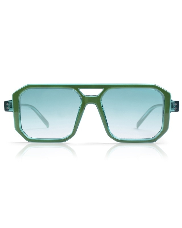 Shop Unisex Green Square UV Protected Lens Sunglasses-Front