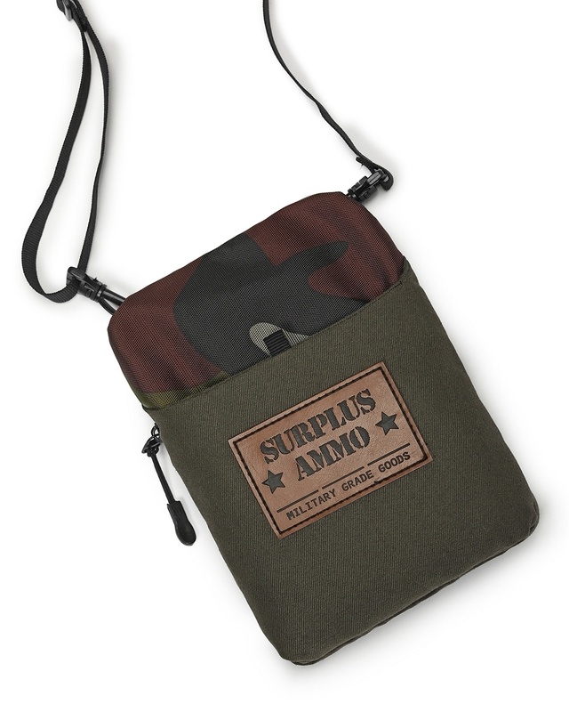 Shop Unisex Green Surplus Ammo Camouflage Printed Sling Bag-Front