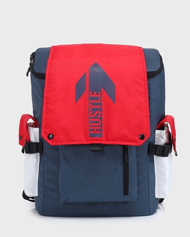 Shop Unisex Red & Blue Hustle Printed Backpack-Front