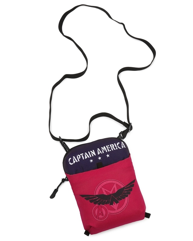 Shop Unisex Red & Blue Captain America Printed Sling Bag-Front