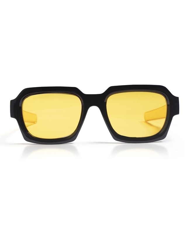 Shop Unisex Yellow Square UV Protected Lens Sunglasses-Front