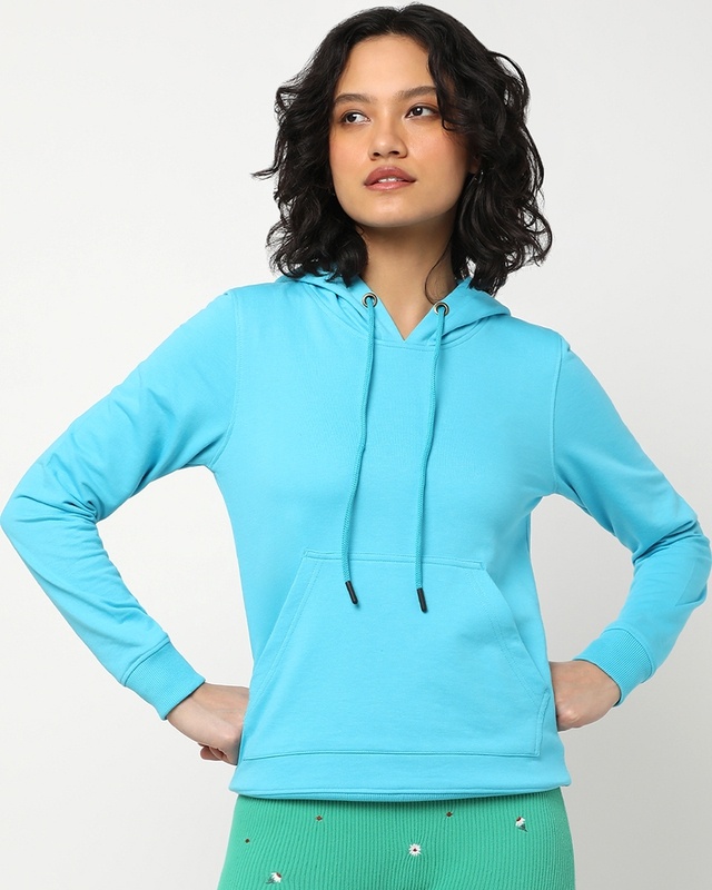 Shop Upbeat Blue Hoodie Sweatshirt-Front