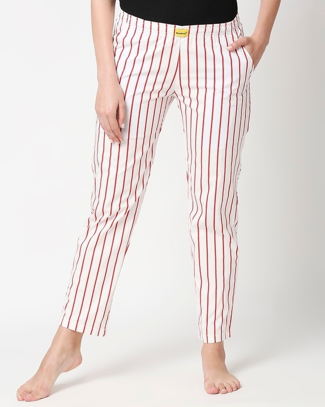 Shop Women's Retro Red Stripe Pyjamas-Front