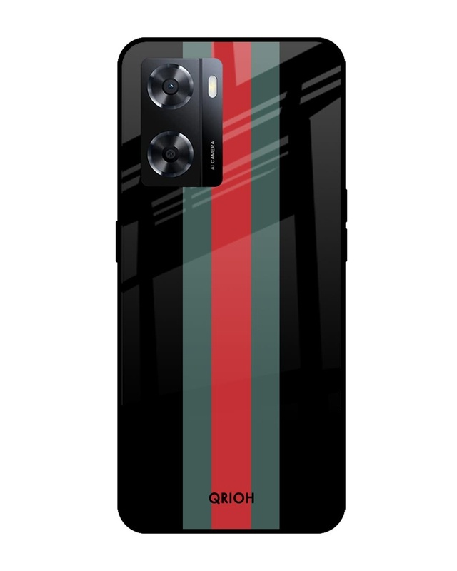 Shop Vertical Stripes Printed Premium Glass Cover for Oppo A57 4G (Shock Proof, Scratch Resistant)-Front