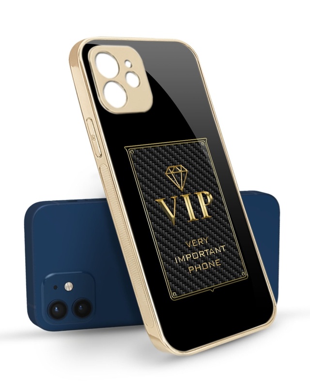 Shop VIP Metallic Gold Premium Glass Case for Apple iPhone 12-Front