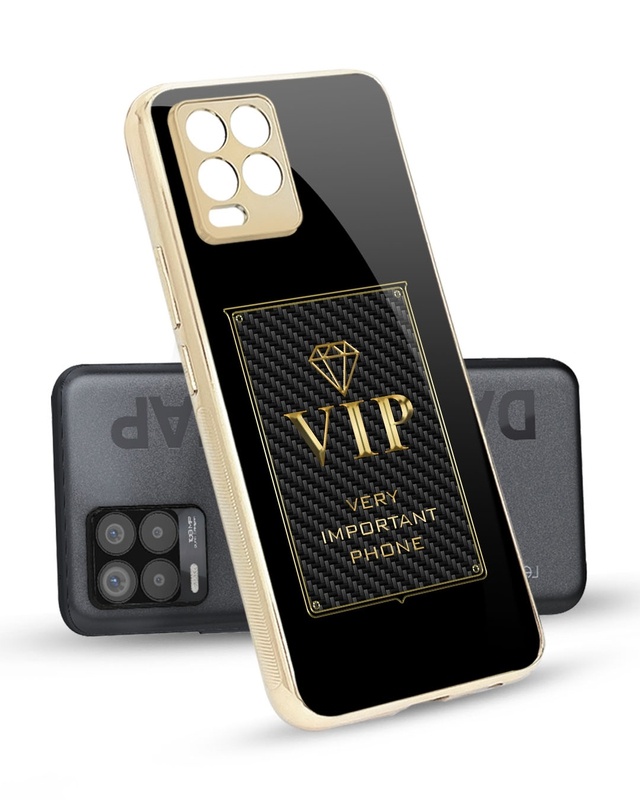 Shop VIP Metallic Gold Premium Glass Case for Realme 8 Pro-Front