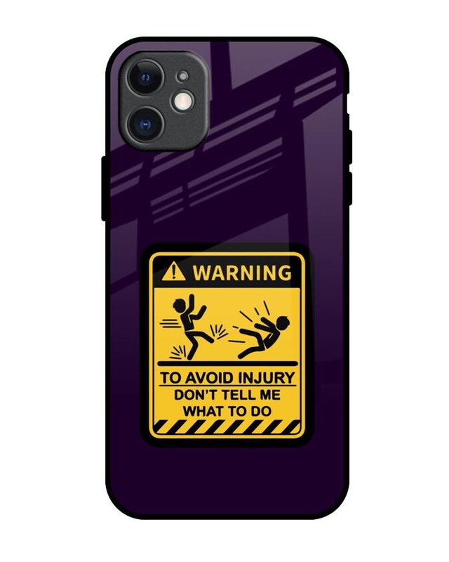 Warning Injury Premium Glass Cover for Apple iPhone 11-Front Bewakoof Shop Warning Injury Premium Glass Cover for Apple iPhone 11-Front