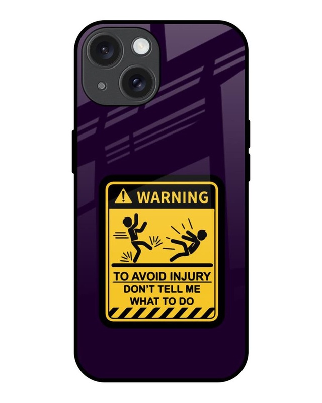 Shop Warning Injury Premium Glass Cover for Apple iPhone 15-Front