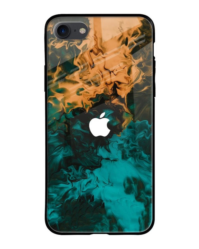 Shop Watercolor Wave Premium Glass Case for Apple iPhone SE 2020(Shock Proof, Scratch Resistant)-Front