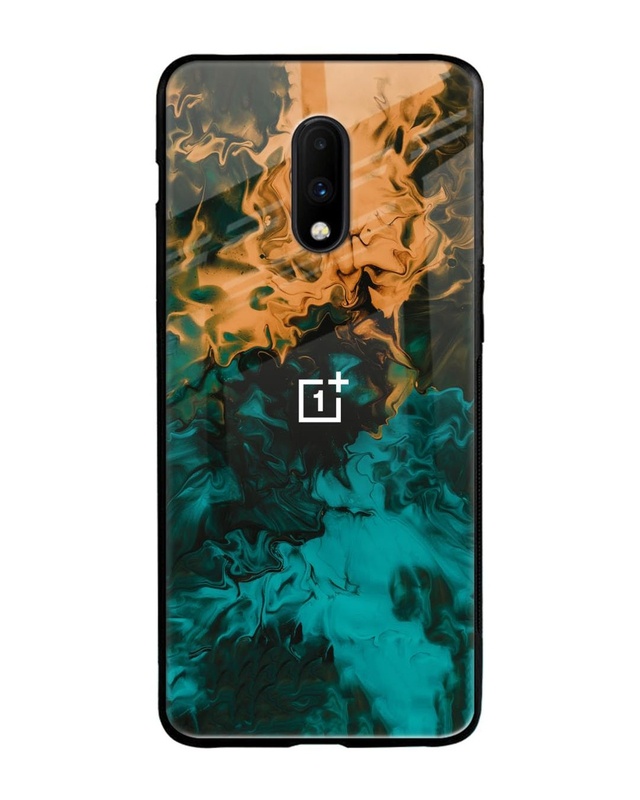 Shop Watercolor Wave Premium Glass Case for OnePlus 7(Shock Proof, Scratch Resistant)-Front
