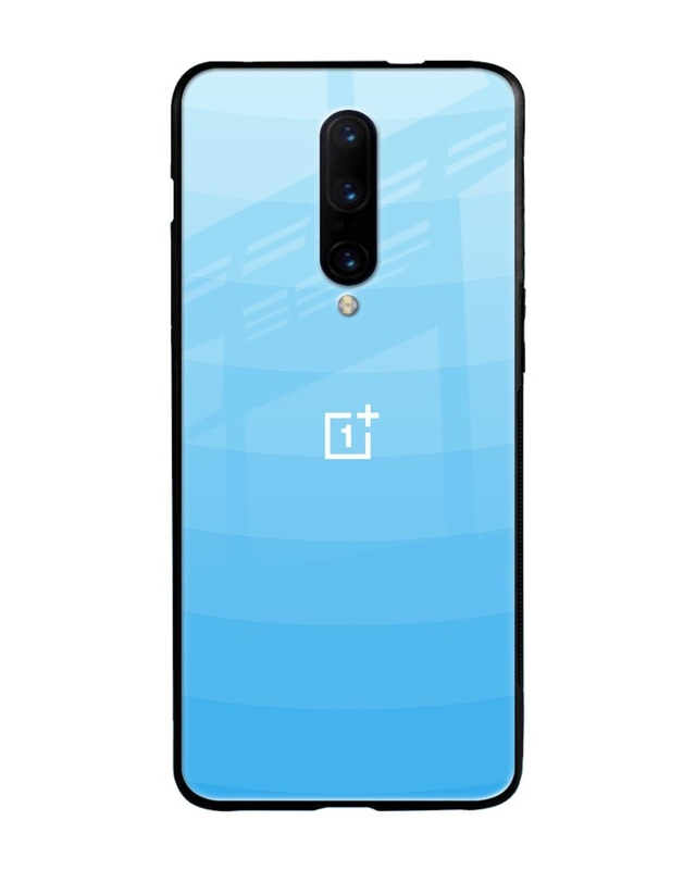 Shop Wavy Blue Pattern Premium Glass Case for OnePlus 7 Pro (Shock Proof, Scratch Resistant)-Front