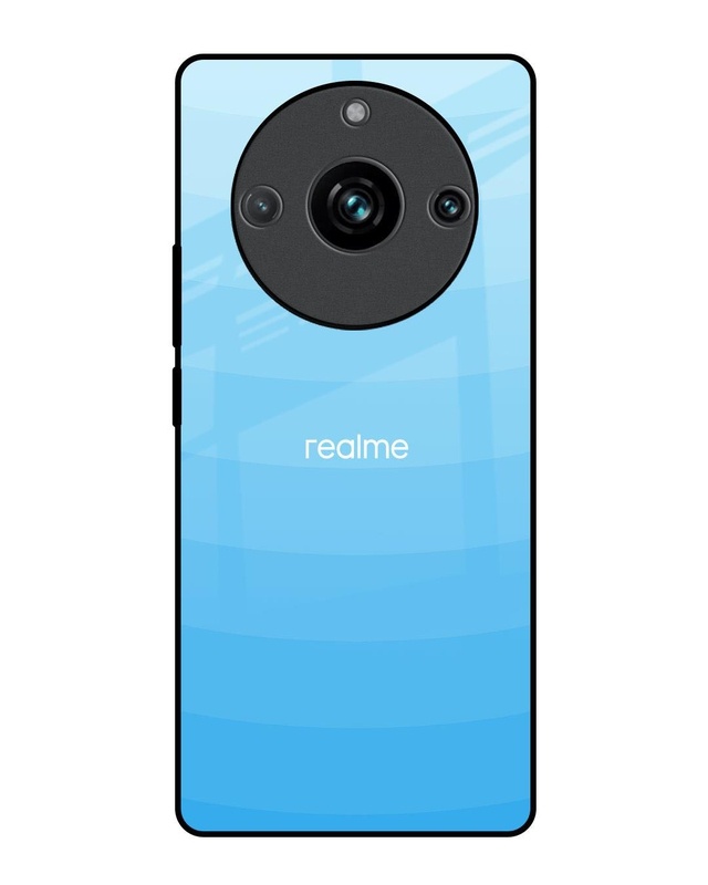 Shop Wavy Blue Pattern Premium Glass Case for Realme 11 Pro Plus 5G (Shock Proof, Scratch Resistant)-Front