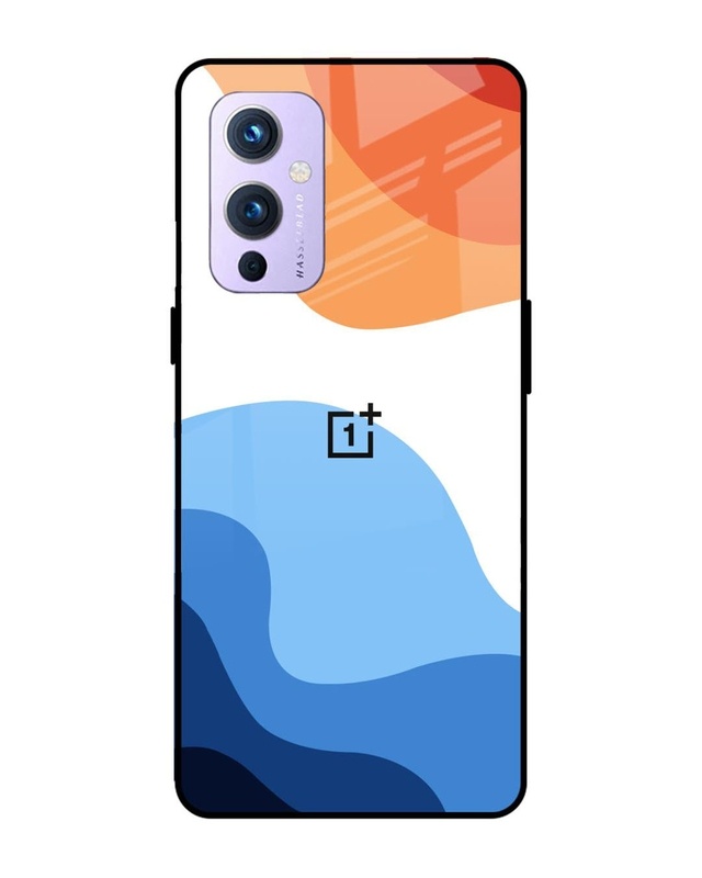 Shop Wavy Color Pattern Premium Glass Case for OnePlus 9 (Shock Proof, Scratch Resistant)-Front