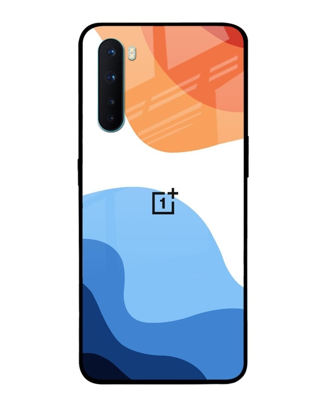 Shop Wavy Color Pattern Premium Glass Case for OnePlus Nord (Shock Proof, Scratch Resistant)-Front