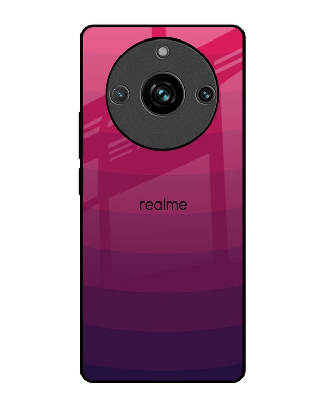 Shop Wavy Pink Pattern Premium Glass Case for Realme 11 Pro Plus 5G (Shock Proof, Scratch Resistant)-Front