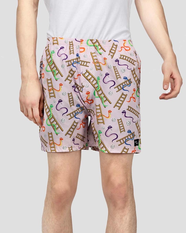 Shop What's Down Pink Snakes And Lads Mens Boxers-Front