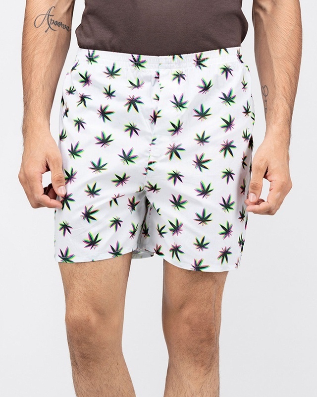 Shop What's Down White 420 Mens Boxers-Front