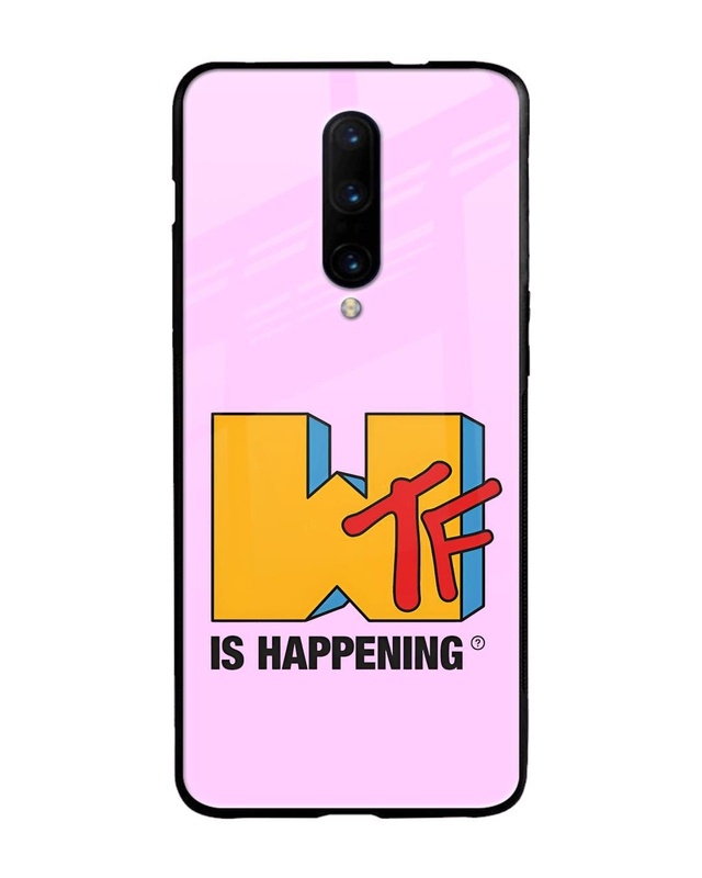 Shop What's Happening Premium Glass Case for OnePlus 7 Pro (Shock Proof, Scratch Resistant)-Front
