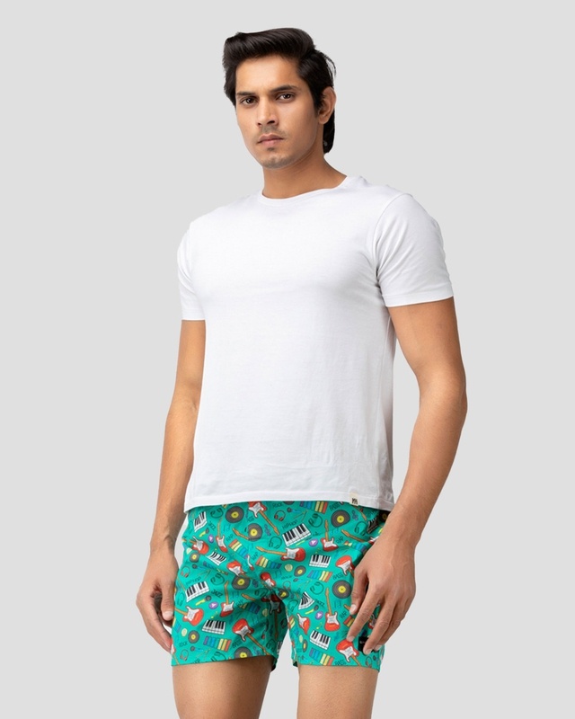 Shop Whats Down Green Musical Boxer-Front