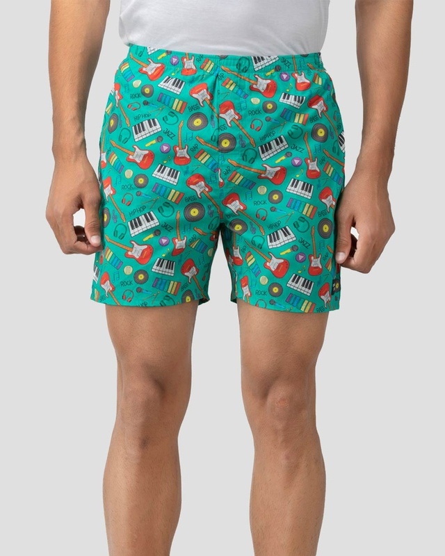 Shop Whats Down Green Musical Boxer-Front
