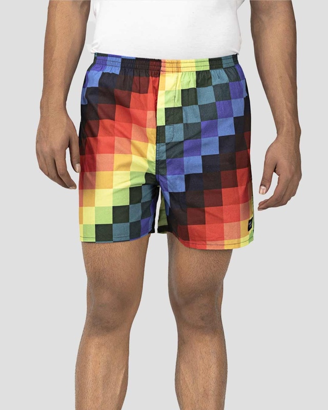 Shop Whats Down Multicolour Pixels Boxer-Front