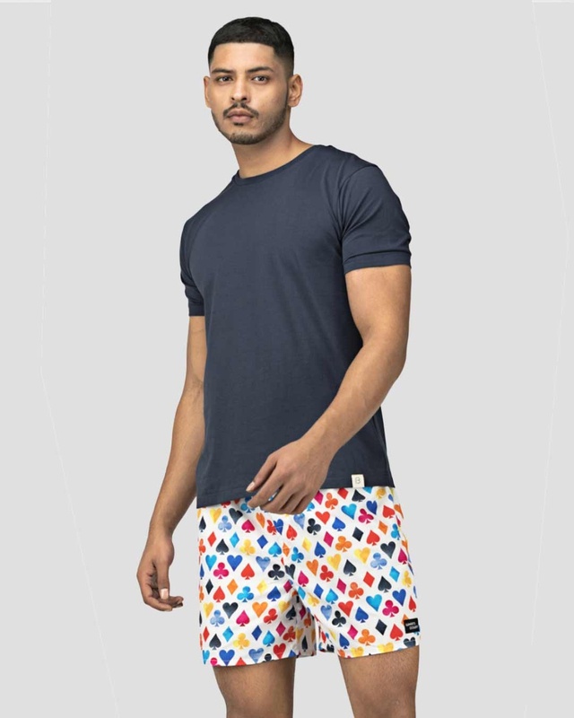Shop Whats Down White Playing Cards Boxer-Front