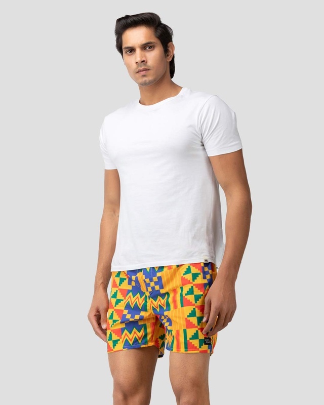 Shop Whats Down Yellow Tribal Boxer-Front