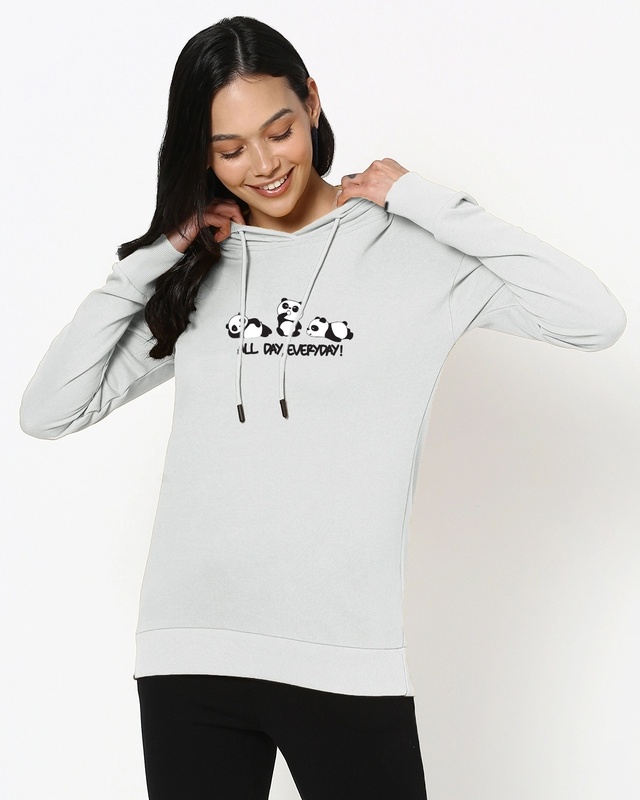 Shop Women's Grey All Day Everyday Relaxed Fit Sweatshirt Hoodie-Front