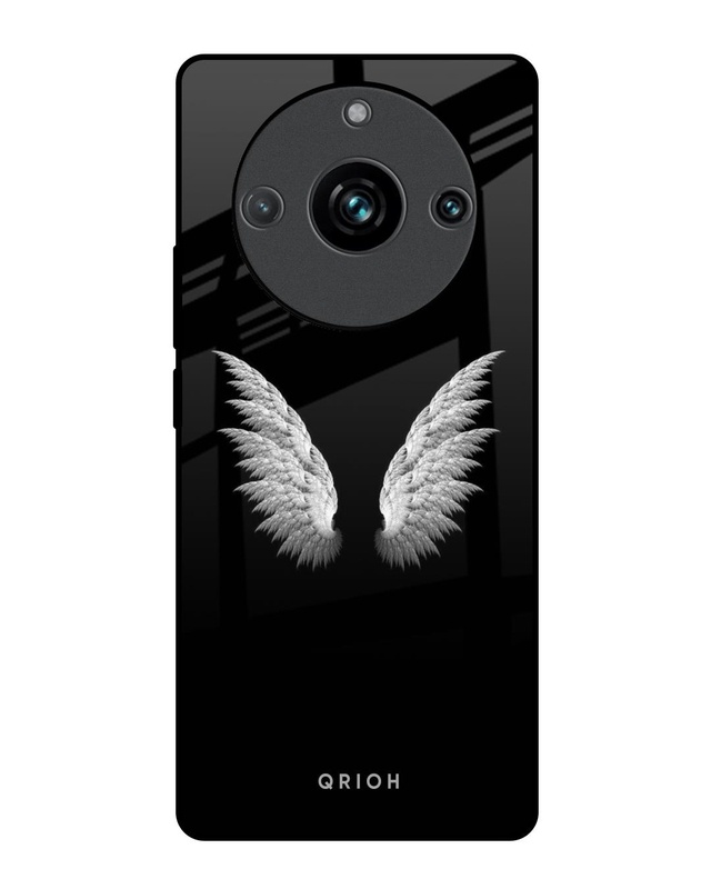 Shop White Angel Wings Premium Glass Case for Realme 11 Pro+ 5G (Shock Proof, Scratch Resistant)-Front