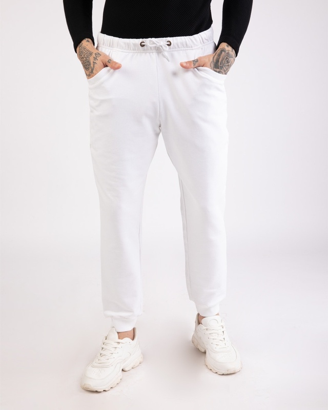 Shop Men's White Casual Jogger Pants-Front