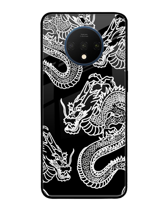 Shop White Dragon Premium Glass Case for OnePlus 7T (Shock Proof, Scratch Resistant)-Front