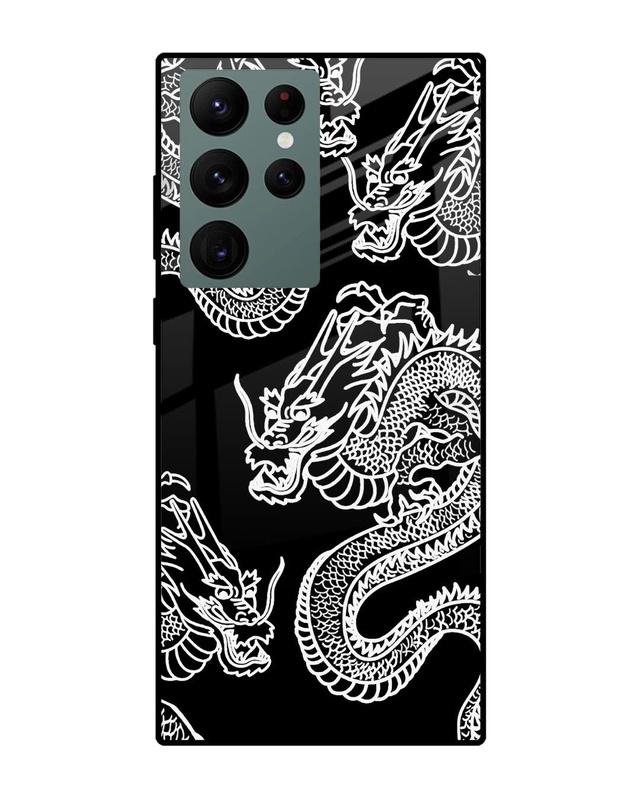 Shop White Dragon Premium Glass Case for Samsung Galaxy S22 Ultra 5G (Shock Proof, Scratch Resistant)-Front