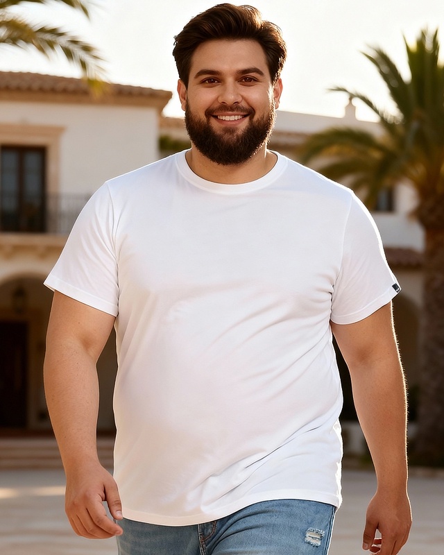Shop White Half Sleeve Plus Size T-Shirt-Front