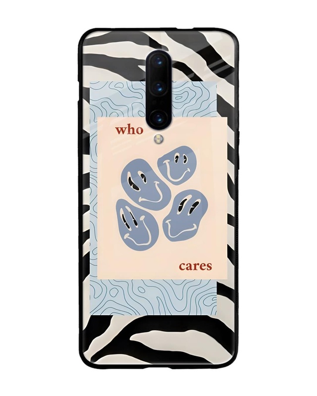 Shop Who Cares Premium Glass Case for OnePlus 7 Pro (Shock Proof, Scratch Resistant)-Front