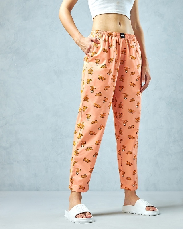 Shop Women's Orange All Over Printed Pyjamas-Front