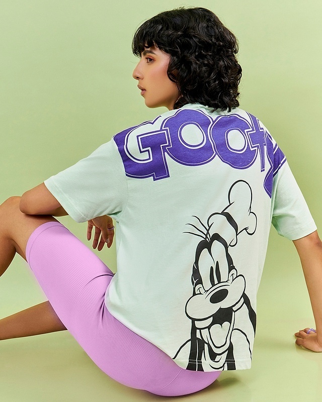 Shop Women's Green Goofy Hyper Printed Oversized T-shirt-Front