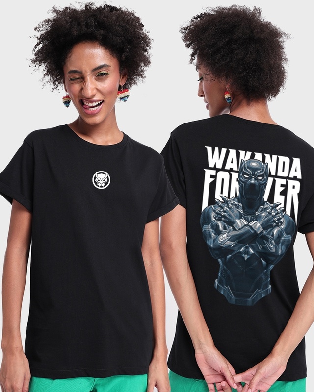 Shop Women's Black The King Graphic Printed Boyfriend T-shirt-Front