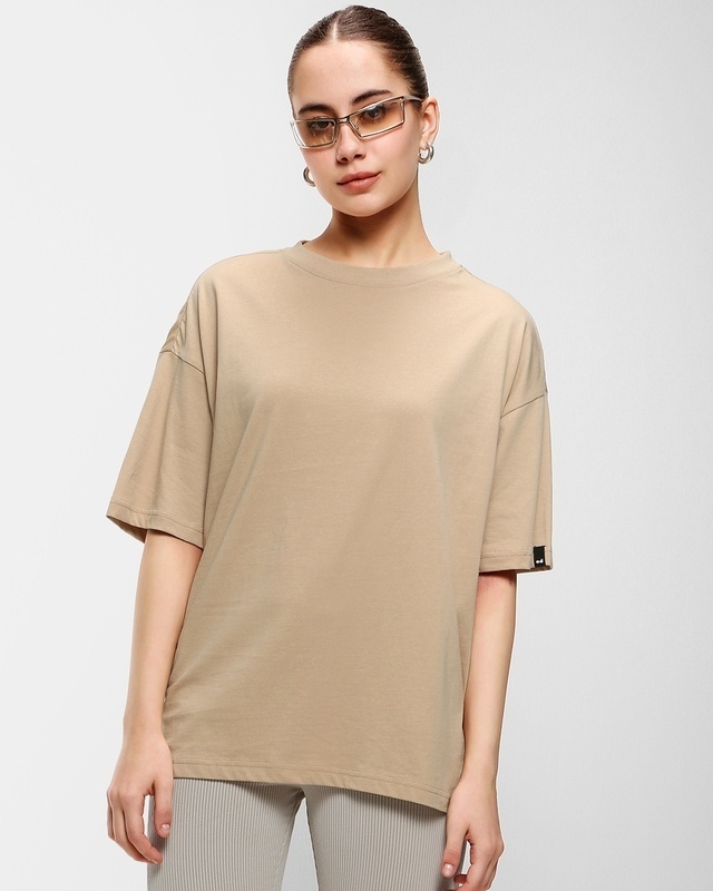 Shop Women's Brown Oversized T-shirt-Front