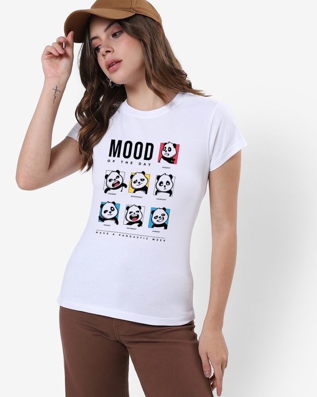 Shop Women's White MOTD Panda Graphic Printed T-shirt-Front