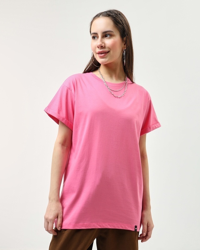 Shop Women's Pink Boyfriend T-shirt-Front