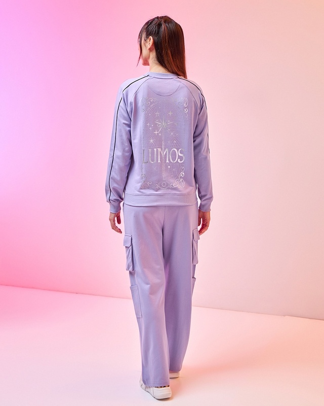 Shop Women's Purple Lumos Graphic Printed Co-ordinates-Front