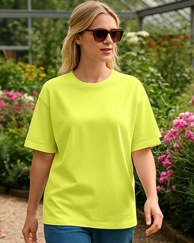 Shop Women's Acacia Yellow Oversized T-shirt-Front