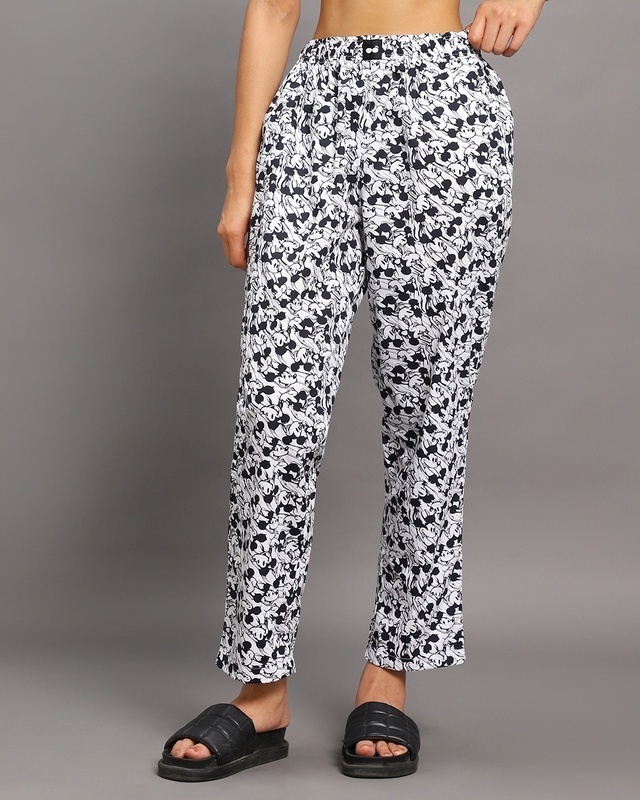 Shop Women's White All Over Mickey Printed Pyjamas-Front