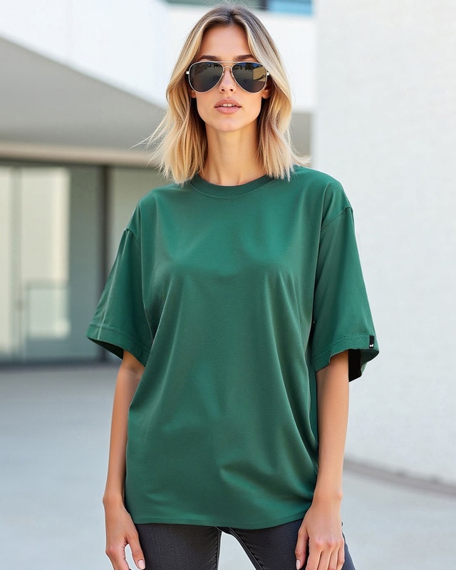 Shop Women's Aventurine Green Oversized T-shirt-Front