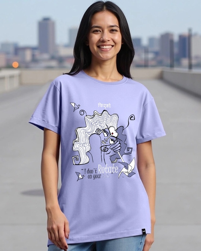 Shop Women's Baby Lavender Axis Graphic Printed Boyfriend T-shirt-Front