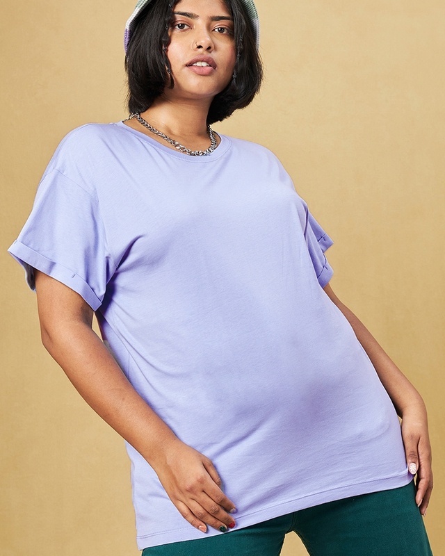Shop Women's Baby Lavender Plus Size Boyfriend T-shirt-Front