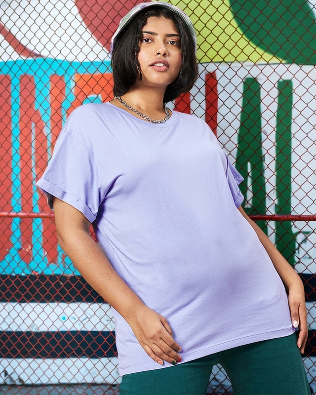 Shop Women's Baby Lavender Plus Size Boyfriend T-shirt-Front