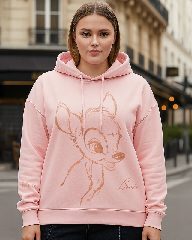 Shop Women's Barely pink Graphic Printed Oversized Plus Size Hoodies-Front