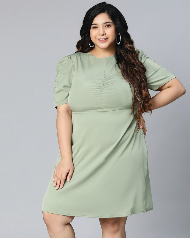Shop Women's Beauticious Light Green Plus Size Dress-Front