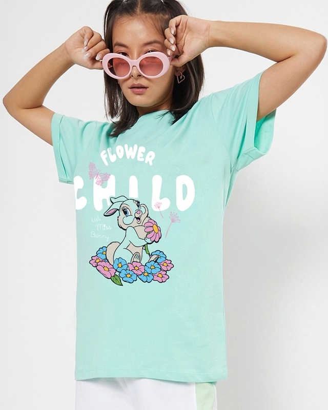 Women's Bird Egg Green Flower Child Graphic Printed Boyfriend T-shirt